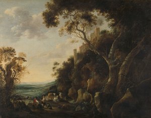 المناظر الطبيعية مع الرعاة بواسطة Gysbert Hondecoeter