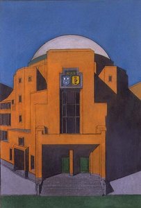 مخطط مدخل متحف Gemeentemuseum في لاهاي (باستيل) بواسطة HP Berlage