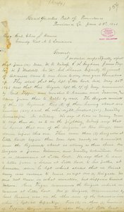 رسالة من HT Reid ، المقر ، Post of Providence ، لويزيانا ، إلى العميد إلياس إس دينيس ، 22 يونيو 1863 بواسطة HT ريد