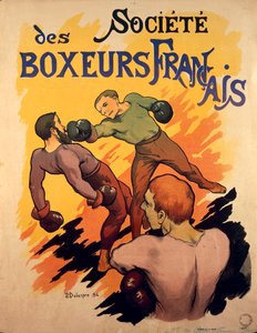 Societe des Boxeurs Francais, French boxers advertising illustration by Delaspre
