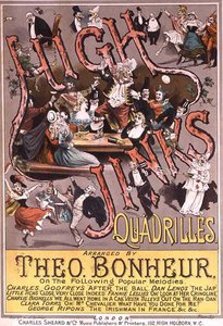 الغلاف الأمامي لموسيقى "High Jinks Quadrilles" من ترتيب Theo Bonheur (لون ليثو)