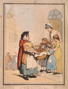 "Hot Cross Bunns two a Penny Bunns" ، اللوحة الثامنة من صرخات لندن ، 1799