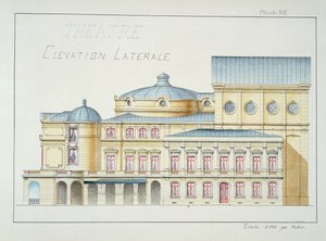 الارتفاع الجانبي لمسرح ، اللوحة السابعة من ورقة التصاميم ، ج 1870