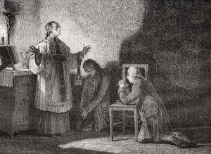 لويس السادس عشر (1754-93) في الصلاة قبل إعدامه