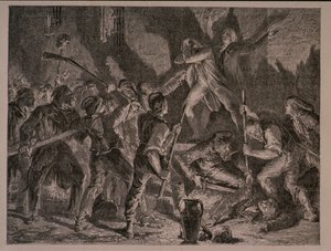 المذبحة في السجون في سبتمبر 1792 ، نقشها جان بابتيست تشارلز كاربونو (1815 م).