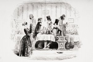 ترفيه السيد غوبي ، رسم توضيحي من "منزل كئيب" تشارلز ديكنز (1812-1870) نشر 1853 بواسطة هابلوت نايت براون