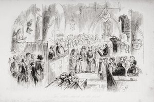 الكنيسة الصغيرة في الحديقة ، رسم توضيحي من "منزل كئيب" بقلم تشارلز ديكنز (1812-70) تم نشره عام 1853 بواسطة هابلوت نايت براون