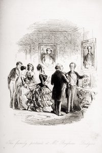 صور العائلة في السيد بايهام بادجر ، صورة توضيحية من "منزل كئيب" تشارلز ديكنز (1812-70) نشرت عام 1853 (ليثو) بواسطة هابلوت نايت براون