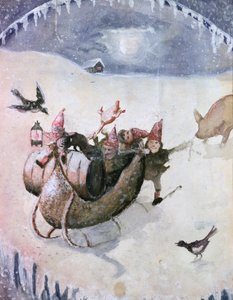 مشهد عيد الميلاد (ألوان مائية على ورق)