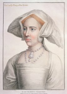 ماري تيودور (1516-58) نقش بقلم فرانشيسكو بارتولوزي (1727-1815) (نقش) بواسطة هانز (بعد) هولبين الأصغر