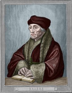 صورة لديدييه إيراسم (إيراسموس روتردام) (1469 - 1536) ، عالم إنساني هولندي. نقش بعد النسخة الأصلية بواسطة Holbein Hans the Young (1497-1543). نقش 1859 في "" صالات عرض أوروبا - إيطاليا "" بواسطة Armengaud. مجموعة خاصة. بواسطة هانز (بعد) هولبين الأصغر