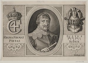 كريستيان الرابع. رسم توضيحي لـ Peder Vinstrup ، "The Danish Hornblower" ، 1644