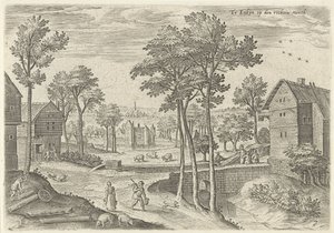 منظر لشارع لاكن الرئيسي في Laken على اليمين (العنوان على الكائن) وجوه من منطقة بروكسل (عنوان المسلسل) بواسطة هانز بول