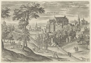 منظر لمحكمة بروكسل Thof van Brussel (العنوان على الكائن) وجوه من منطقة بروكسل (عنوان المسلسل) بواسطة هانز بول