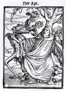الموت والدير ، من "رقصة الموت" ، نقش هانز لوتزلبورغر ، c.1538 بواسطة هانز هولبين الأصغر