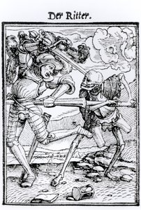 الموت والفارس ، من "رقصة الموت" ، نقش هانز لوتزلبرغر ، c.1538 بواسطة هانز هولبين الأصغر