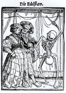 الموت والنبلاء ، من "رقصة الموت" ، نقشهما هانز لوتزلبرغر ، c.1538 بواسطة هانز هولبين الأصغر