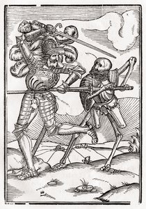 يأتي الموت إلى الفارس أو الكونت ، من `` Der Todten Tanz &39;&39; ، نشر بازل ، 1843 بواسطة هانز هولبين الأصغر