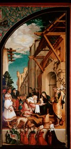 Altarpiece Oberried: "عبادة المجوس" Detrempe على الخشب لهانز هولبين ذا يونغ (1497 / 8-1543) 1521-1522 صن. 231 × 109 سم كاتدرائية دي فريبورغ ، سويسرا بواسطة هانز هولبين الأصغر