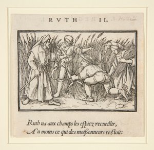 Ruth Cleaning in the Fields of Booz (وجه) ؛ حنة وإلقانة (في الظهر) بواسطة هانز هولبين الأصغر
