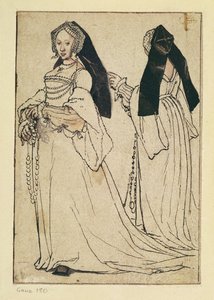 نظرتان لامرأة ترتدي هود إنجليزي ، c.1528-30 بواسطة هانز هولبين الأصغر