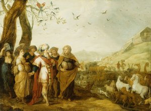 نوح وعائلته قبل الصعود إلى السفينة ،