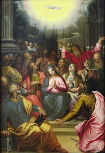 نزول الروح القدس ، 1594-95 (زيت على النحاس)