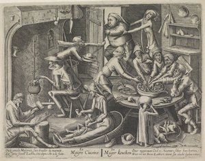 مطبخ هزيل Le Maigre Cuisine / De Mager Keucken (العنوان على الكائن) المطبخ العجاف والمطبخ السمين (عنوان السلسلة) بواسطة بيتر بروغل (الأول)