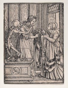 الكونتيسة ، من رقصة الموت ، كاليفورنيا. 1526 ، تم نشره عام 1538. بواسطة هانز لوتزلبرغر