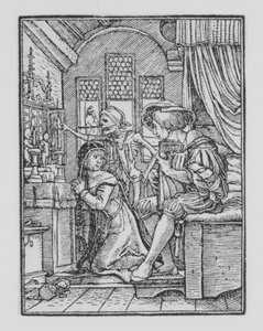 الراهبة ، من رقصة الموت ، كاليفورنيا. 1526 ، تم نشره عام 1538. بواسطة هانز لوتزلبرغر