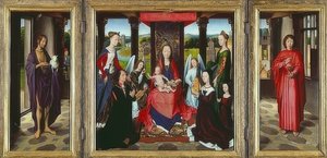 العذراء والطفل مع القديسين (The Donne Triptych). حوالي 1478 بواسطة هانز مملينج