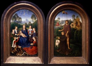 العذراء والطفل محاطان بـ Saintes ، المانح والقديس يوحنا المعمدان Diptych - لوحة بواسطة Hans Memling (1435-1494) (ec flam) القرن الخامس عشر ، باريس ، متحف اللوفر بواسطة هانز مملينج