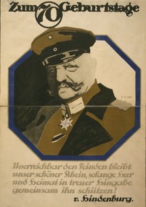 ملصق للاحتفال بعيد الميلاد السبعين للحقل مارشال بول فون هيندنبورغ ، 1917
