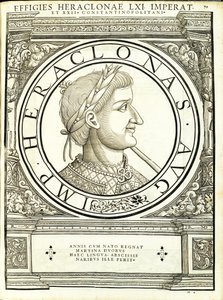 Heraclonas ، من القائد العام للشرق الروماني والغرب أصدق الصور من العملات القديمة ، نقش رودولف ويسنباخ ، طبعها أندرياس جيسنر ، زيوريخ ، بواسطة هانز رودولف مانويل جيرمان