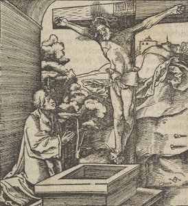 رجل يصلي قبل الصليب ، من Hymmelwagen auff dem ، wer wol Leben ... ، 1517. بواسطة هانز شوفيلين الأكبر