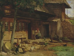 بيت الوالدين في بيرناو ، 1866 (زيت على قماش مرسوم على البطاقة) بواسطة هانز توما