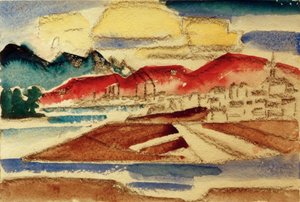 المناظر الطبيعية مع الجبال الحمراء بواسطة هانز ثوار