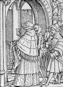 الموت والشريعة ، من رقصة الموت ، نقشهما هانز لوتزلبرغر ، c.1538 بواسطة هانز بعد هولبين الأصغر