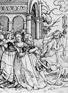 الموت والمحكم ، من رقصة الموت ، نقشها هانز لوتزلبرغر ، c.1538 بواسطة هانز بعد هولبين الأصغر