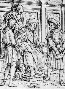الموت والقاضي ، من رقصة الموت ، نقش هانز لوتزلبرغر ، c.1538 بواسطة هانز بعد هولبين الأصغر