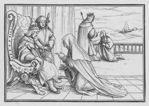 قطعة Joabs Artifice لإحضار المنزل إلى أبشالوم ، 2 Samuel XIV ، 4 بواسطة هانز بعد هولبين الأصغر