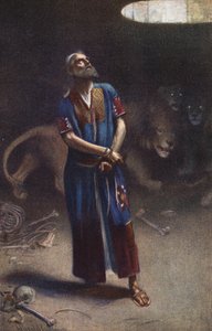 دانيال في عرين الأسود (طباعة حجرية ملونة) بواسطة هارولد كبينج