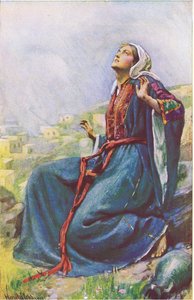 البشارة ، رسم توضيحي من "Harold Copping Pictures: The Crown Series" ، حوالي عام 1920 (لون ليثو) بواسطة هارولد كبينج