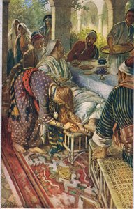 المرأة مع صندوق المرهم ، التوضيح من "نساء الكتاب المقدس" ، نشرته جمعية المسالك الدينية ، 1927 بواسطة هارولد كبينج