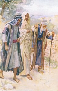 المشي إلى Emmaus ، توضيح من Harold Copping Pictures: The Crown Series ، c.1920s بواسطة هارولد كبينج