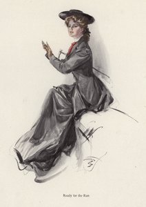 امرأة شابة تستعد للذهاب لركوب الخيل (color litho) بواسطة هاريسون فيشر