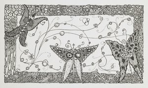 رسم توضيحي لقصة ريكيت بالخصلة. تصميم فراشة. بواسطة هاري كلارك