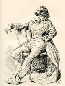 السيد ألفريد مانتاليني. رسم توضيحي لهاري فورنيس لرواية تشارلز ديكنز نيكولاس نيكلبي ، من إصدار الشهادات ، نُشر عام 1910. بواسطة هاري فورنيس