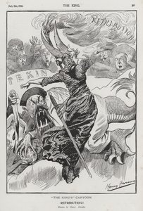 Retribution, cartoon on the Boxer Rebellion in China (engraving)