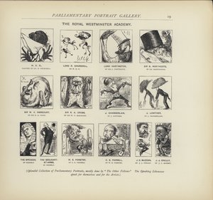 The Royal Westminster Academy - imagining how politicians might paint each other (litho) بواسطة هاري فورنيس